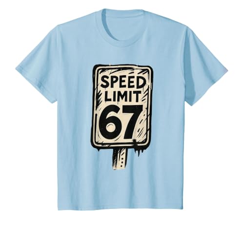 67 Speed Limit Sign Gen Alpha 67 Meme T-Shirt, Youth, Baby Blue, Large