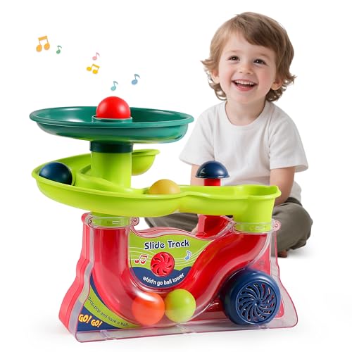 Didklom Busy Ball Popper Toy for Babies 9+ Months - 5 Balls with Popping Action & Fun Music, Cause and Effect Ball Drop Toy, Perfect Baby Shower Birthday Gift, Indoor Travel Play