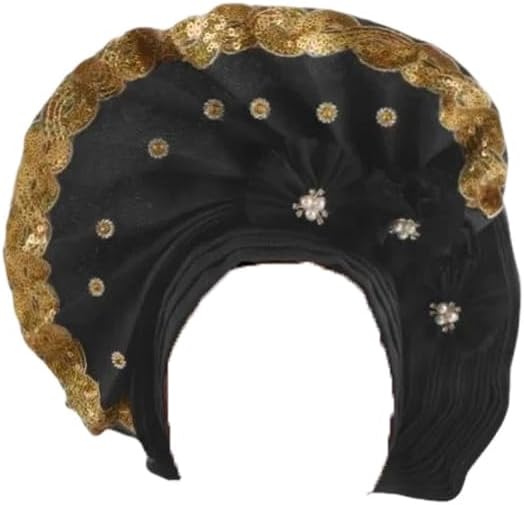 Dvbfufv Women Turban Cap for African Wedding Auto Hijab Bonnet Headwrap Hat Nigeria Headwear