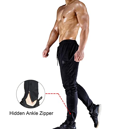 Image of BROKIG Mens Zip Joggers Pants - Casual Gym Workout Track Pants Comfortable Slim Fit Tapered Sweatpants with Pockets