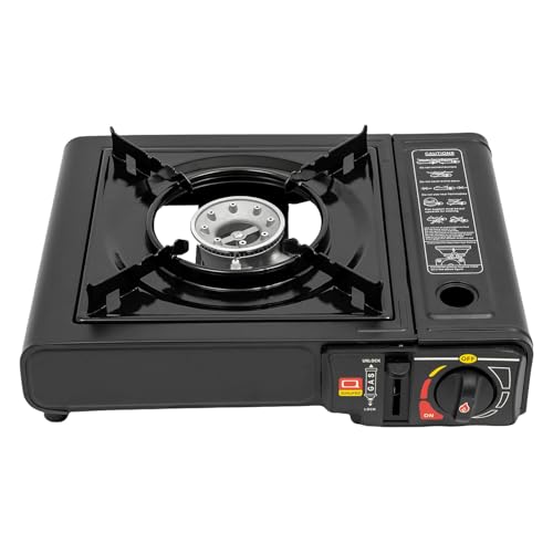 Loobiiny Hornillo de gas exterior, barbacoa con bandeja colectora y soporte para camping, patio trasero, cocina de camping