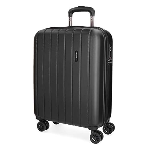 Movom Wood Maleta de cabina Negro 40x55x20 cms Rígida ABS Cierre TSA 38L 2,9Kgs 4 Ruedas Dobles Equipaje de Mano