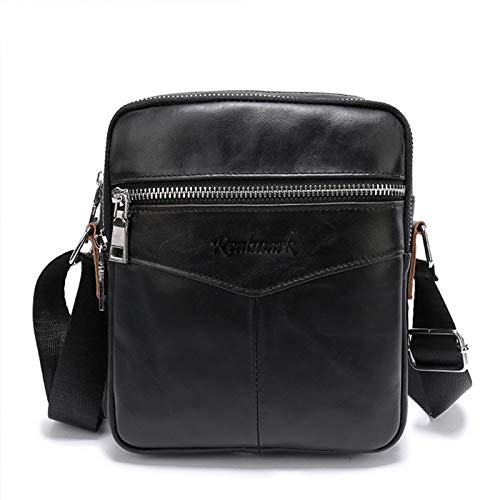 Realmark Herren Echt Leder Messenger Umhängetasche Travel Business Crossbody Pack