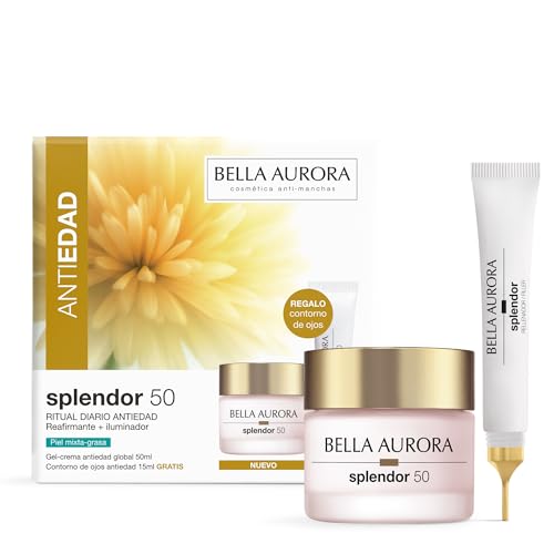 Pack Splendor 50 · Ritual Diario Antiedad Reafirmante e Iluminador para Piel Mixta-Grasa | Gel-Crema Antiedad Global + Contorno de Ojos | Reduce Arrugas, Efecto Lifting e Hidratación | 50 ml + 15 ml