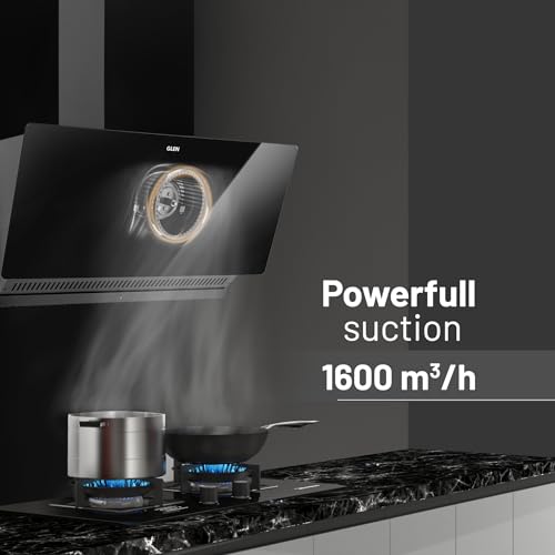 Image of Glen 90 cm 1600 m /hr BLDC Slant Kitchen Chimney |Intelligent Auto Clean |Wider Suction Area|(Hood Play 90,Touch & Gesture Control,Black) 1year Comprihensive & 7 Year on motor (90)