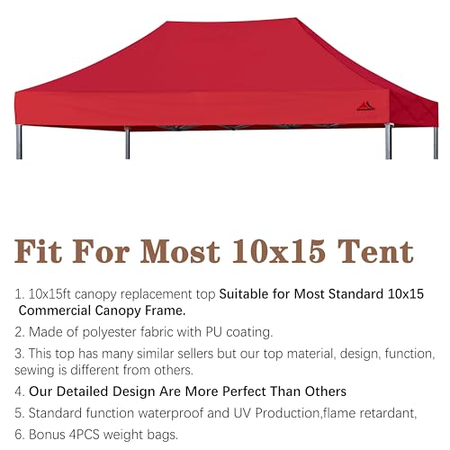 Image of SCOCANOPY Red Commercial 10x15 Canopy Replacement Canopy Top