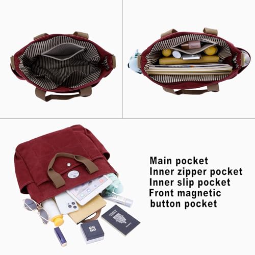 Image of HUA ANGEL Canvas Everyday Tote Bags for Women Medium Crossbody Purses Handbags with Multiple Pockets for Work Travel Beach