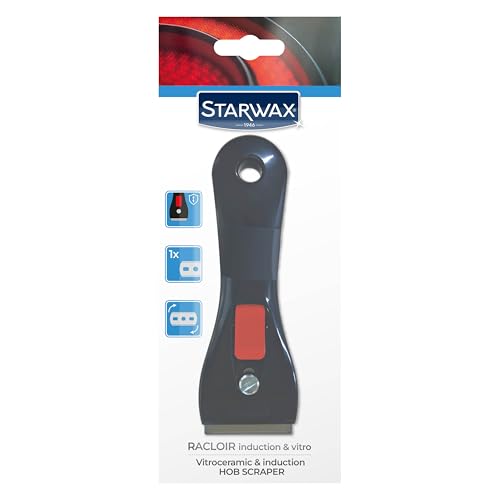 STARWAX – Rascador para placas de vitrocerámica e inducción con cuchilla de recambio de acero inoxidable – Elimina restos de comida y grasa quemada – No raya