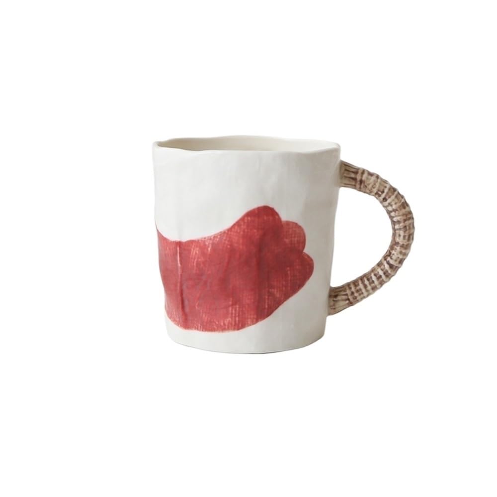 Taza de cerámica roja texturizada que mantiene tu café caliente con estilo único