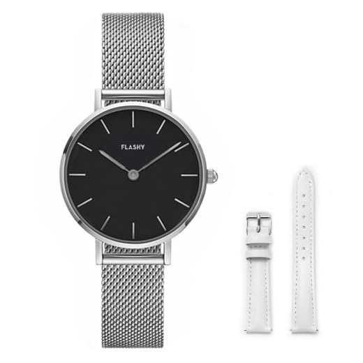 Flashy - Reloj Clásico para Mujer Analógico Cuarzo Japones Minimalista Correa Acero Inoxidable Cuero Ofertas Regalo Relojes Baratos Elegante Genuino Regalos Originales Chica Color Dorado Plateado