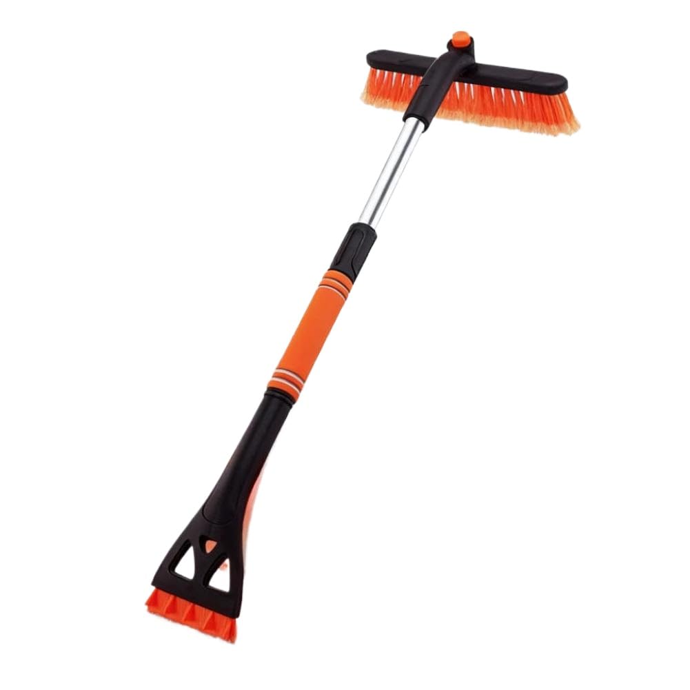 Pala quitanieves montada en el Coche, Cepillo de Nieve retráctil Tres en uno, raspador de eliminación de Hielo, raspador de Nieve(Orange)