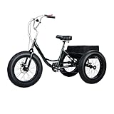 Awjaisca 20 Inch Adult Tricycle,3 Wheeled Bikes for Seniors,Snow Tires Tricycle,7 Speed Fat Tire Bike with Double Disc Brake,Adult Bike with Spacious Shopping Basket,Load Capacity 450lbs