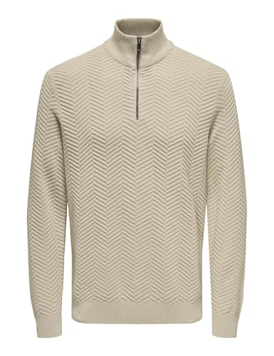 Pull homme Only & Sons Onsmace Reg Herringbone Half Zip Knit en maille premium