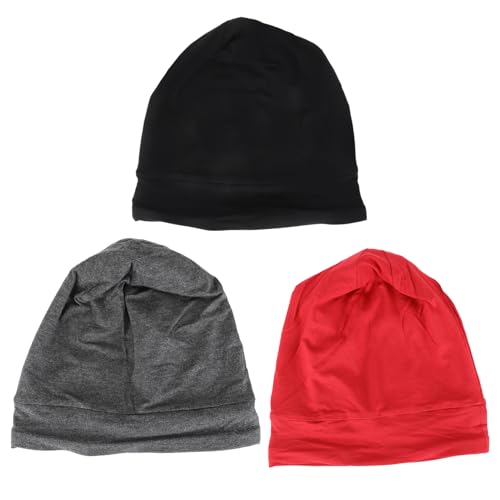 Turban satin noir bonnet de nuit réglable et respirant couvre-cheveux 3 pièces