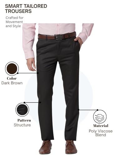 Image of Raymond Slim Fit Poly Viscose Blend Structure Pattern Flat Front Formal Trouser