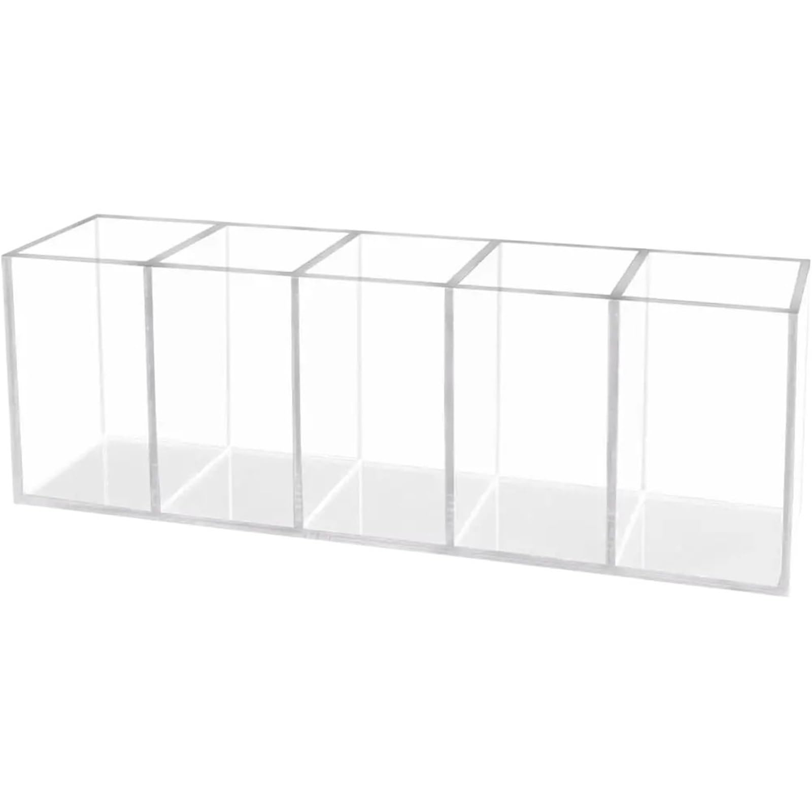 WEOKDFHA Clear Pencil Holder Clear 5 Compartments Pen Pencil Holder Desktop Organizer Makeup Brush Storage Cup