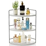 ZGO 3-Tier Bathroom Organizer Countertop, Corner Bathroom Counter Organizer, Makeup Organizer for Vanity Skincare Organizers and Storage, Kitchen Counter Shelf Organizer Perfume Organizer(White)