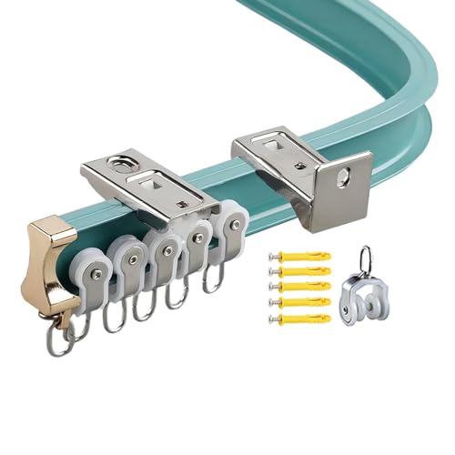 Sistema de riel de cortina flexible y resistente para separar ambientes y salones modernos 2