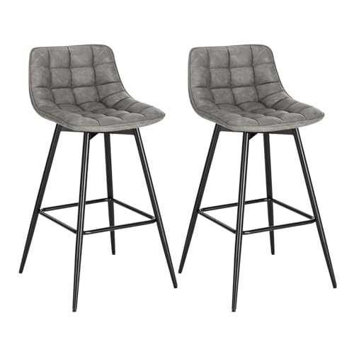 WOLTU Lot de 2 Tabouret de Bar Design Chaise Haute pour Bar Bistro siège en Similicuir avec Repose-Pieds Cadre en métal,Gris Foncé