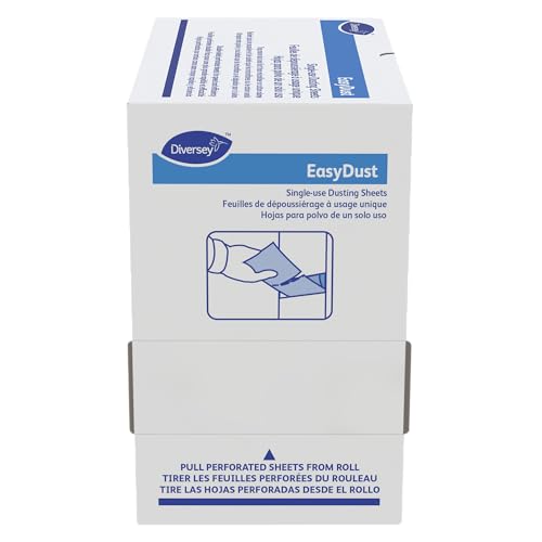 Image of Diversey 9292466 EasyDust Single-use Dusting Sheets, Disposable Multisurface Cleaning Wipes for Floors, Dust Wipes Trap Dirt, Unscented 5x6-inch Sheets, 250-Sheets, 1-Box