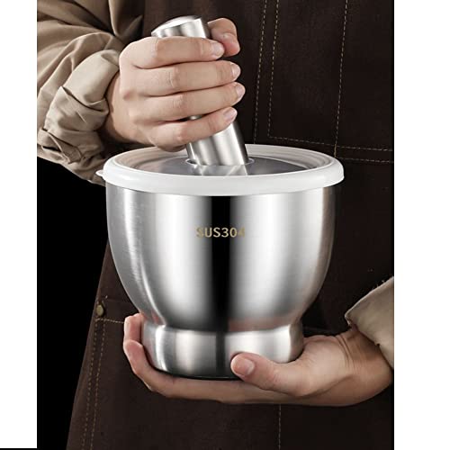 Stainless Steel Mortar And Pestle Set, Spices Grinder Pill Crusher With Silicone Protective Lid Heavy Duty Mortar Pestle For Kitchen Herb Bowl, Pesto Powder, Spices Herbs Grinder (Drum Type) #TOP27