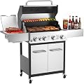 Veralune 55,000 BTU 4+1 Burner Gas Grill with Infrared Side Burner, Porcelain Cast Iron Grates & Stainless Steel Build for Fast Heating, Easy Cleaning, Ideal for Outdoor Kitchens, Patios & Backyards