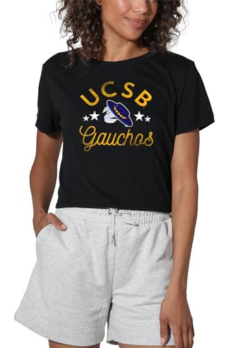 University of California Santa Barbara Official Gauchos Womens Crop Top T-Shirt Black Small
