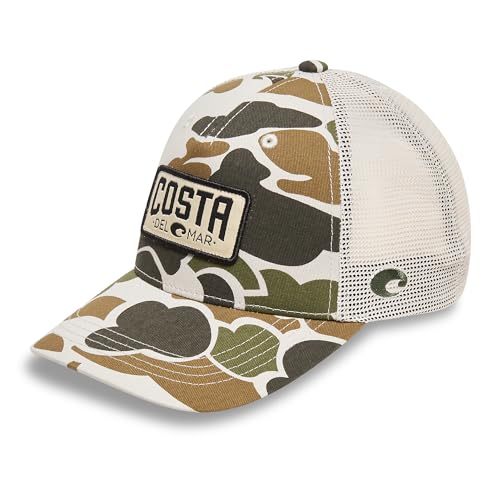 Costa Del Mar Mens Duck Camo Trucker Hat, Grey Camo, One Size