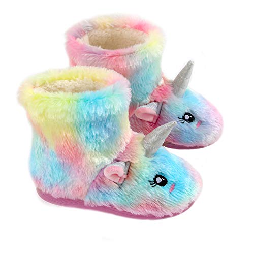 Anddyam Girls Unicorn Slippers Comfy Warm Anti-Slip Kids Winter Lightweight Indoor Cute Home Shoes thumb #5