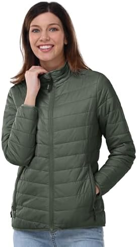 Outdoor Ventures Damen Steppjacke Packbare Leichte Warme Pufferjacke | Wasserabweisend, Gefüttert, Weich, 3 Taschen, Maschinenwäsche, Puffer Jacke, Übergangsjacke, für Wandern Reis