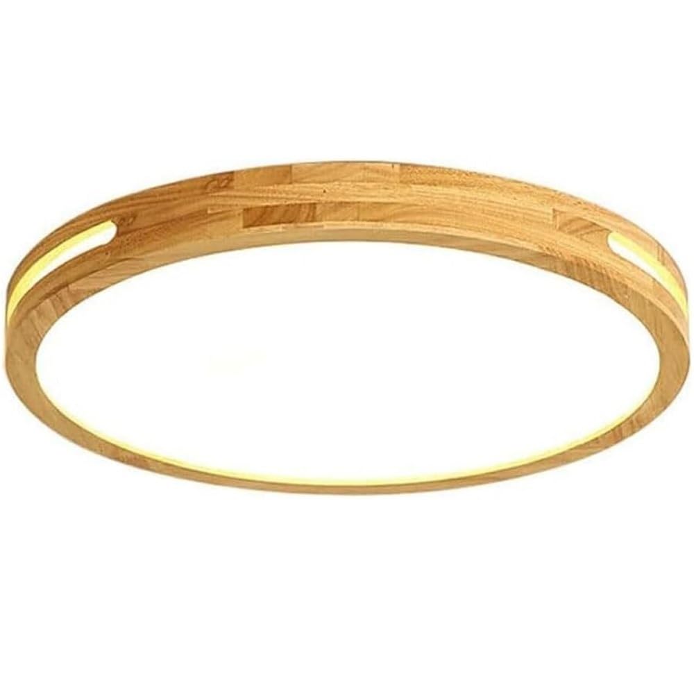 Plafonnier encastré style nordique bois ultra-fin rond et dimmable pour salon moderne