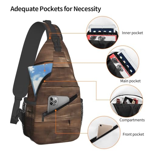 Mochila tipo bandolera negra de poliéster para senderismo y viajes miniatura 4