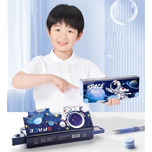 Image of Gleekonr̥ Space Astronaut Pencil Box for Girls & Kids, Compass Box for Boys, Pencil Pouch for School, Pencil case Gift for Boys (Space Astronaut)