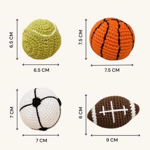 Image of Crochet Rattle Balls Gift Set - Set of 4 | Soft Baby Rattle Toys with Colorful Crochet Texture | Easy-Grip Sensory Balls for Infants, Grasping, Shaking, Rolling & Interactive Parent-Child Play