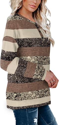 Image of OFEEFAN Womens Casual Sweatshirts Henley Button Up Long Sleeve Tunic Tops