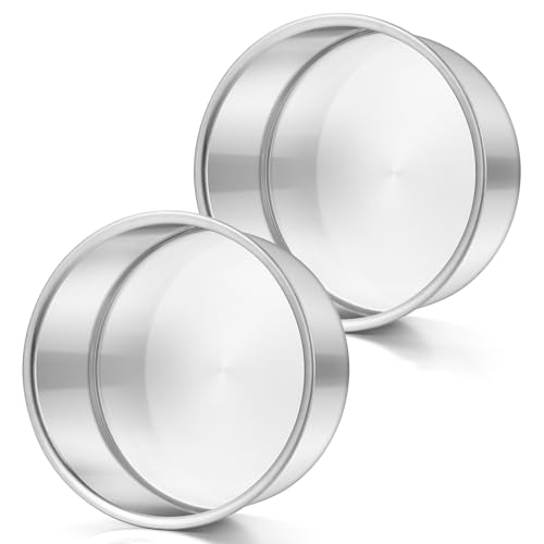 Herogo 6 Inch Cake Tin Stainless Steel Cake Pan Set of 2 Round Baking Cake Mould for Baking Wedding Layer Cake Tin Bakeware Set with Mirror-Polished Healthy & Food Grade Dishwasher Safe