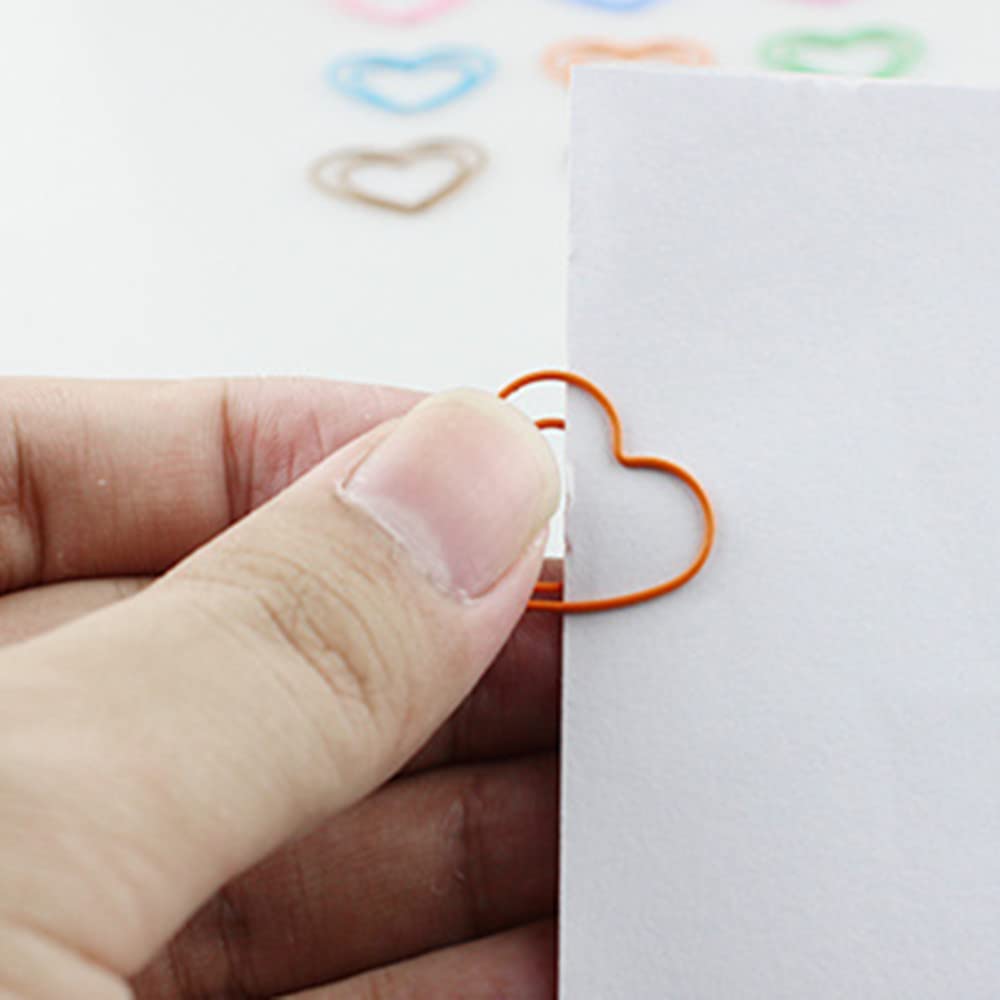 Lot de 100 trombones en forme de cœur, jolis marque-pages en métal, dans une boîte transparente