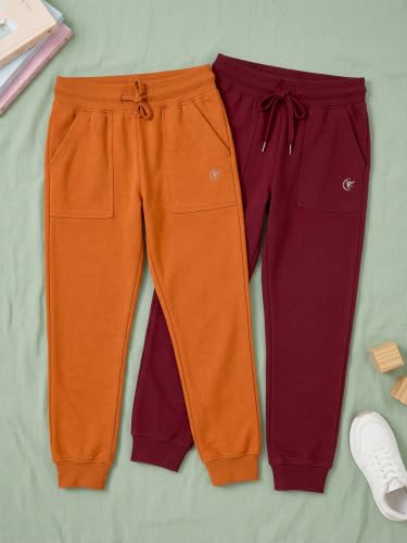Image of KiddoPanti Boys Solid Fleece Track Pants | Cotton Poly Fleece Fabric | Ankle Length Bottom Rib | 2 Front Patch Pocket | Elastic Waist & Drawcord | Jogger Track Pants for Boys