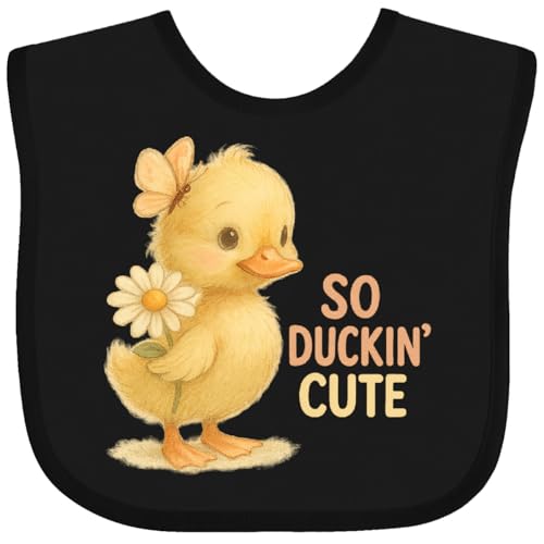 inktastic Cute Duckling with Daisy Flower and Butterfly Baby Bib
