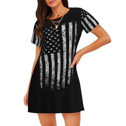 Chemise de nuit légère camouflage américain pour femme à manches courtes