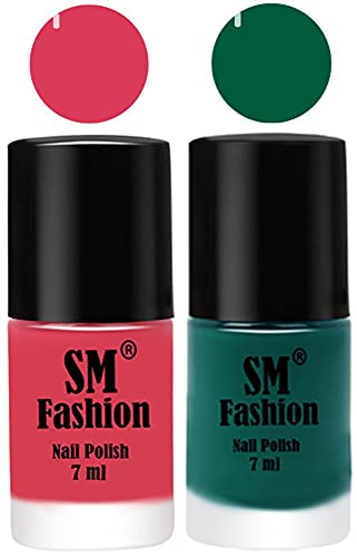 Image of Long Lasting Nail Polish | Nail Paint Combo 7 ml Each) - Set of 2 Rose-Green