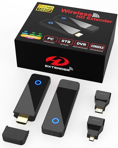 Anrewa Wireless HDMI Transmitter and Receiver, Portable, 1080P 60HZ, 98FT, 2.4/5GHZ Dual Band WiFi, 80Mbps, 1 Tx to 4 Rxs, Anrewa 820