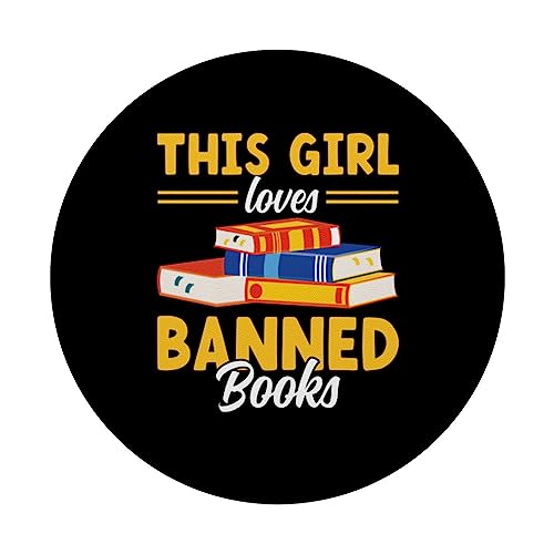 Reader Funny This Girl Loves Banned Books PopSockets Swappable PopGrip, Black - Image 3