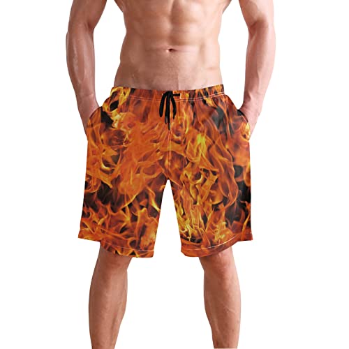 Men's Fire Flame Swim Trunks, Quick Dry Beach Board Shorts with Mesh Lining and Pockets2
