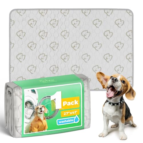 Image of FXW Washable Pee Pads for Dogs, Leak-Proof & Non-Slip, Specifically Designed for 42inch Cages, 27 inch x 41 inch Rectangle, Khaki, 1 Pack
