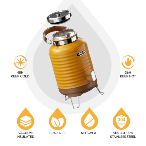 Image of IDEUS Insulated Beverage Dispenser 1.4gal, Drink Container Sunset | All-in-one Vacuum Double Wall Stainless Steel Water Cooler for Camping and Party Leakroof with Handle, Spigot & Stand