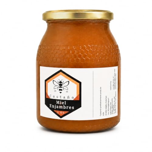 Miel Natural de Abeja, Pura y Artesanal | Cosecha de castaño de agosto 25 | Origen Asturias, España | Directa del Apicultor | 1 KG
