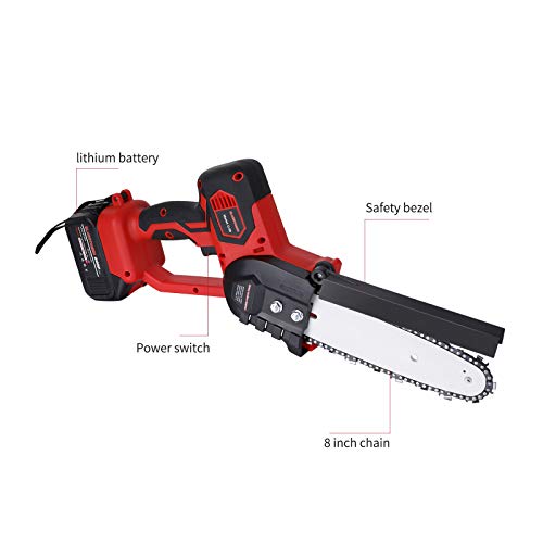 BLUESTAMEN 8 Inch Cordless Battery Powered Chainsaw (2 Battery Included)