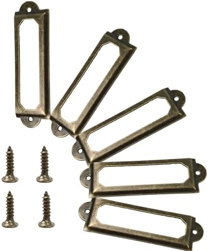 Auvotuis 30 Pcs Antique Bronze Label Holders With Screws - Vintage Frame For Drawers, Cabinets & Office