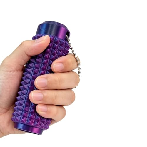 2 Pack Spiky Tactile Fidget Roller Aluminum Portable Keychain Hand Massage for Stress Relief Focus Office Pocket Travel, Purple